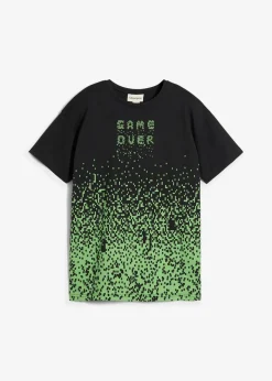 bonprix Jungen 2-8 Jahre·Nachhaltigere Materialien|Jungen 9-16 Jahre·Shirts|T-Shirt aus reiner Bio-Baumwolle schwarz/mattmoos graphisch bedruckt