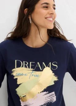 bonprix Nachhaltigere Materialien|Shirts & Tops|T-Shirt aus reiner Bio-Baumwolle dunkelblau graphisch bedruckt