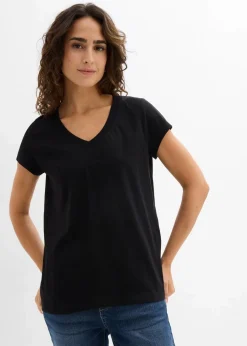 bonprix Bekleidung·Röcke|Nachhaltigere Materialien|T-Shirt aus reiner Bio-Baumwolle (2er Pack) schwarz/weiß