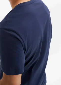 bonprix Große Größen|Sportbekleidung|T-Shirt aus reiner Bio-Baumwolle dunkelblau bedruckt