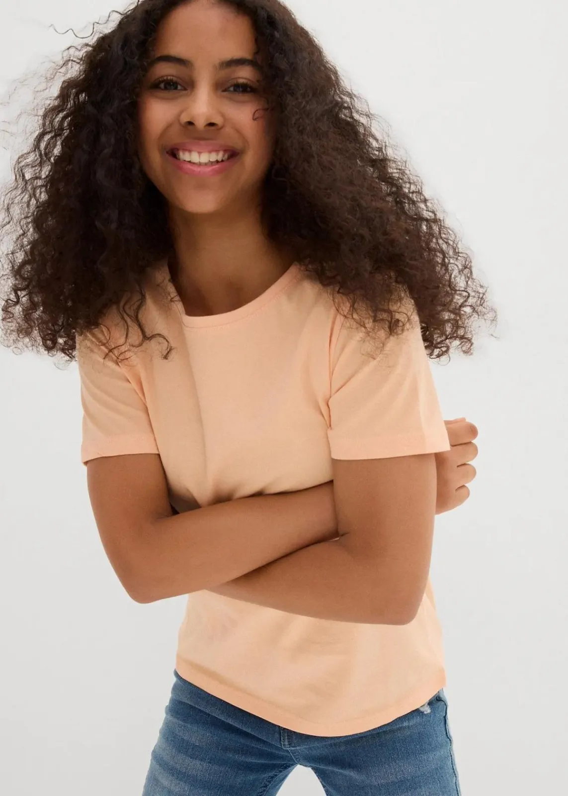 bonprix Mädchen 9-16 Jahre·Mehrfachpacks|Mädchen 9-16 Jahre·Shirts & Blusen|T-Shirt aus reiner Bio-Baumwolle (3er Pack) dunkelblau+melba+weiß