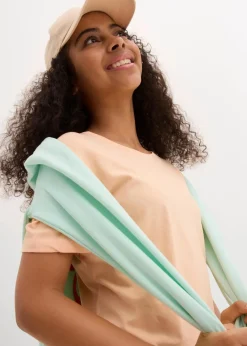 bonprix Mädchen 9-16 Jahre·Mehrfachpacks|Mädchen 9-16 Jahre·Shirts & Blusen|T-Shirt aus reiner Bio-Baumwolle (3er Pack) dunkelblau+melba+weiß