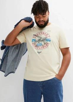 bonprix Shirts & Polos|Große Größen|T-Shirt aus reiner Bio-Baumwolle beige bedruckt