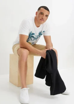 bonprix Strandmode|Große Größen|T-Shirt aus reiner Bio-Baumwolle weiß bedruckt