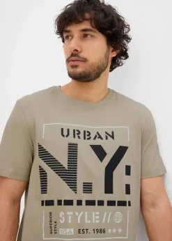 bonprix Shirts & Polos|Große Größen|T-Shirt aus reiner Bio-Baumwolle mattschilf bedruckt