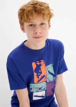 bonprix Jungen 2-8 Jahre·Nachhaltigere Materialien|Jungen 9-16 Jahre·Shirts|T-Shirt aus reiner Bio-Baumwolle saphirblau bedruckt