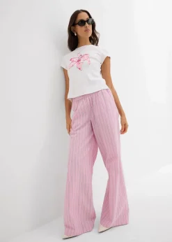 bonprix Shirts & Tops|Nachhaltigere Materialien|T-Shirt aus reiner Bio-Baumwolle weiß/kristallrosa bedruckt