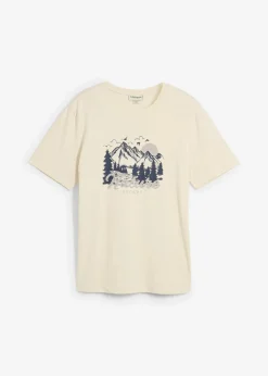 bonprix Shirts & Polos|Sportbekleidung|T-Shirt aus reiner Bio-Baumwolle natur/metallgrau bedruckt