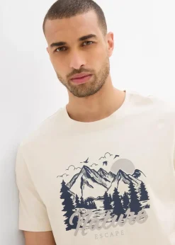 bonprix Shirts & Polos|Sportbekleidung|T-Shirt aus reiner Bio-Baumwolle natur/metallgrau bedruckt