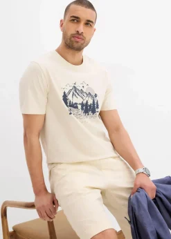 bonprix Shirts & Polos|Sportbekleidung|T-Shirt aus reiner Bio-Baumwolle natur/metallgrau bedruckt