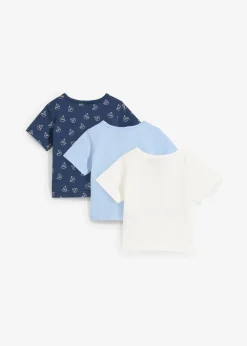 bonprix Mehrfachpacks|Shirts & Pullover|T-Shirt aus reiner Bio-Baumwolle (3er Pack) hellblau+wollweiß bedruckt +naturbeige bedruckt