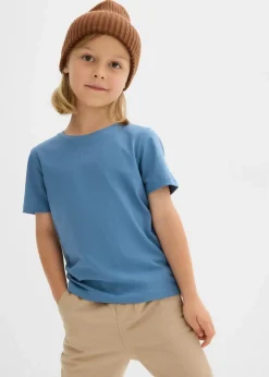 bonprix Jungen 2-8 Jahre·Nachhaltigere Materialien|Jungen 2-8 Jahre·Mehrfachpacks|T-Shirt aus reiner Bio-Baumwolle (3er Pack) wellenblau+anthrazit+latte macchiato
