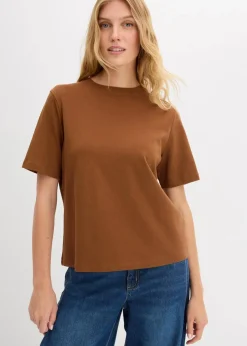 bonprix Bekleidung·Röcke|Nachhaltigere Materialien|T-Shirt aus reiner schwerer Bio-Baumwolle gewürzbraun