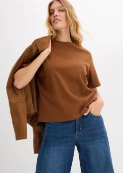 bonprix Bekleidung·Röcke|Nachhaltigere Materialien|T-Shirt aus reiner schwerer Bio-Baumwolle gewürzbraun