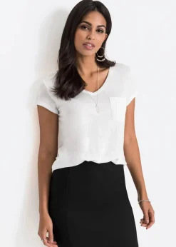 bonprix Basics|Shirts & Tops|T-Shirt aus softer Viskose weiß