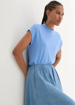 bonprix Shirts & Tops|Basics|T-Shirt aus softer Viskose mittelblau