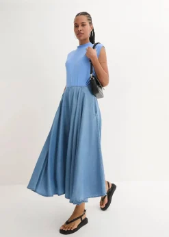 bonprix Shirts & Tops|Basics|T-Shirt aus softer Viskose mittelblau