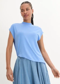bonprix Shirts & Tops|Basics|T-Shirt aus softer Viskose mittelblau