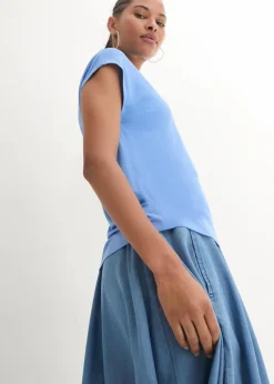 bonprix Shirts & Tops|Basics|T-Shirt aus softer Viskose mittelblau