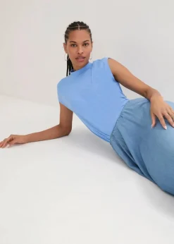 bonprix Shirts & Tops|Basics|T-Shirt aus softer Viskose mittelblau