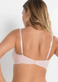 bonprix Große Cups D-H|Nachhaltigere Materialien|T-Shirt BH mit Bügel aus Bio-Baumwolle (3er Pack) dunkelblau + weiß + perlrosa