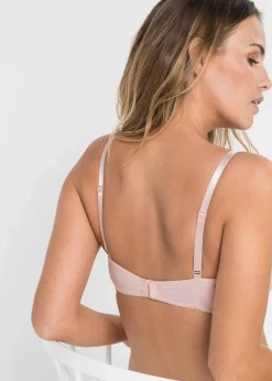 bonprix Große Cups D-H|Nachhaltigere Materialien|T-Shirt BH mit Bügel aus Bio-Baumwolle (3er Pack) dunkelblau + weiß + perlrosa