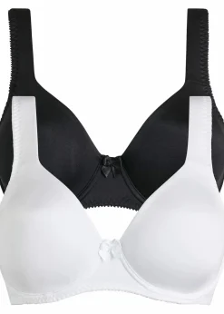 bonprix Große Cups D-H|Bhs|T-Shirt BH mit Bügel und Glanzeffekt (2er Pack) schwarz + weiß