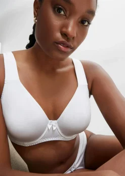 bonprix Große Cups D-H|Bhs|T-Shirt BH mit Bügel und Glanzeffekt (2er Pack) schwarz + weiß