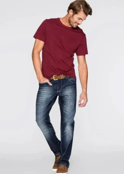 bonprix Shirts & Polos|Basics|T-Shirt (3er Pack) bordeaux+dunkelgrün+weiß