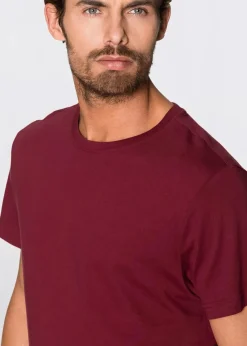 bonprix Shirts & Polos|Basics|T-Shirt (3er Pack) bordeaux+dunkelgrün+weiß