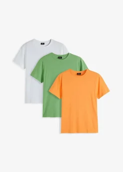 bonprix Shirts & Polos|Basics|T-Shirt (3er Pack) hellorange+weiß+mattmoos