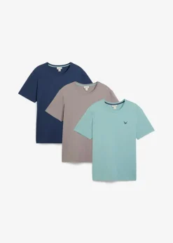 bonprix Shirts & Polos|Basics|T-Shirt (3er Pack) mineralblau+grau+tiefblau