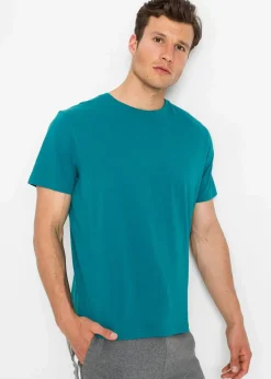 bonprix Shirts & Polos|Basics|T-Shirt (3er Pack) kobalttürkis+rhododendronrot+anthrazit meliert