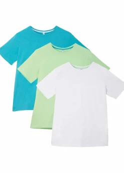 bonprix Jungen 2-8 Jahre·Mehrfachpacks|Jungen 2-8 Jahre·Shirts|T-Shirt (3er Pack) aus reiner Baumwolle tiefaqua+softminze+weiß