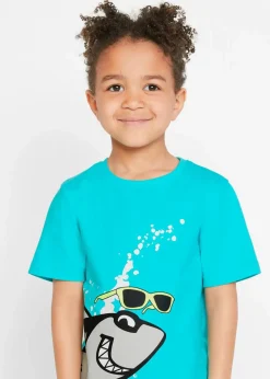 bonprix Jungen 2-8 Jahre·Nachhaltigere Materialien|Jungen 2-8 Jahre·Mehrfachpacks|T-Shirt (2er Pack) aus reiner Bio-Baumwolle aqua+gletscherblau