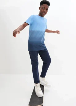bonprix Jungen 9-16 Jahre·Shirts|Jungen 2-8 Jahre·Nachhaltigere Materialien|T-Shirt mit Farbverlauf aus reiner Bio-Baumwolle kristallblau/dunkelblau bedruckt
