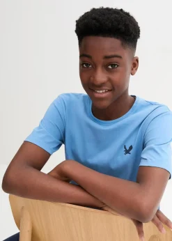 bonprix Jungen 9-16 Jahre·Shirts|Jungen 2-8 Jahre·Nachhaltigere Materialien|T-Shirt mit Farbverlauf aus reiner Bio-Baumwolle kristallblau/dunkelblau bedruckt