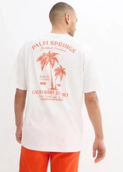 bonprix Strandmode|Große Größen|T-Shirt mit Rückenprint, Loose Fit wollweiß bedruckt