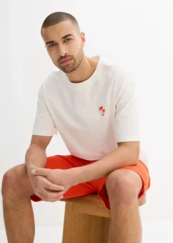 bonprix Strandmode|Große Größen|T-Shirt mit Rückenprint, Loose Fit wollweiß bedruckt