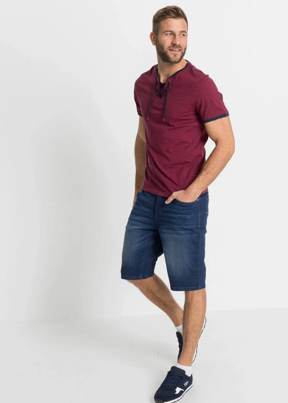 T-Shirt mit Schnürung aus Bio-Baumwolle|bonprix Discount