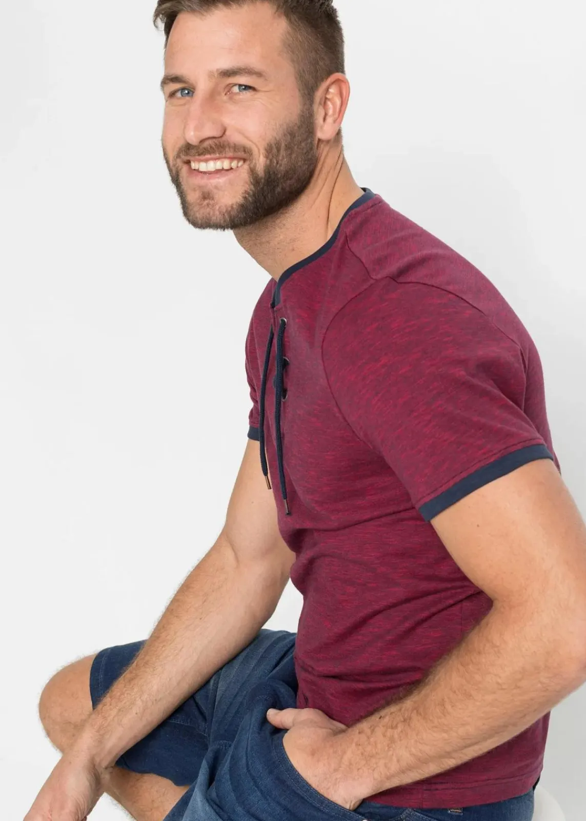 T-Shirt mit Schnürung aus Bio-Baumwolle|bonprix Discount