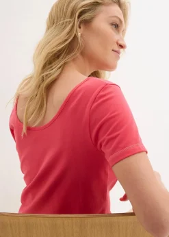 bonprix Shirts & Tops|Basics|T-Shirt mit tiefem Rückenausschnitt paradiespink