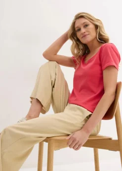 bonprix Shirts & Tops|Basics|T-Shirt mit tiefem Rückenausschnitt paradiespink