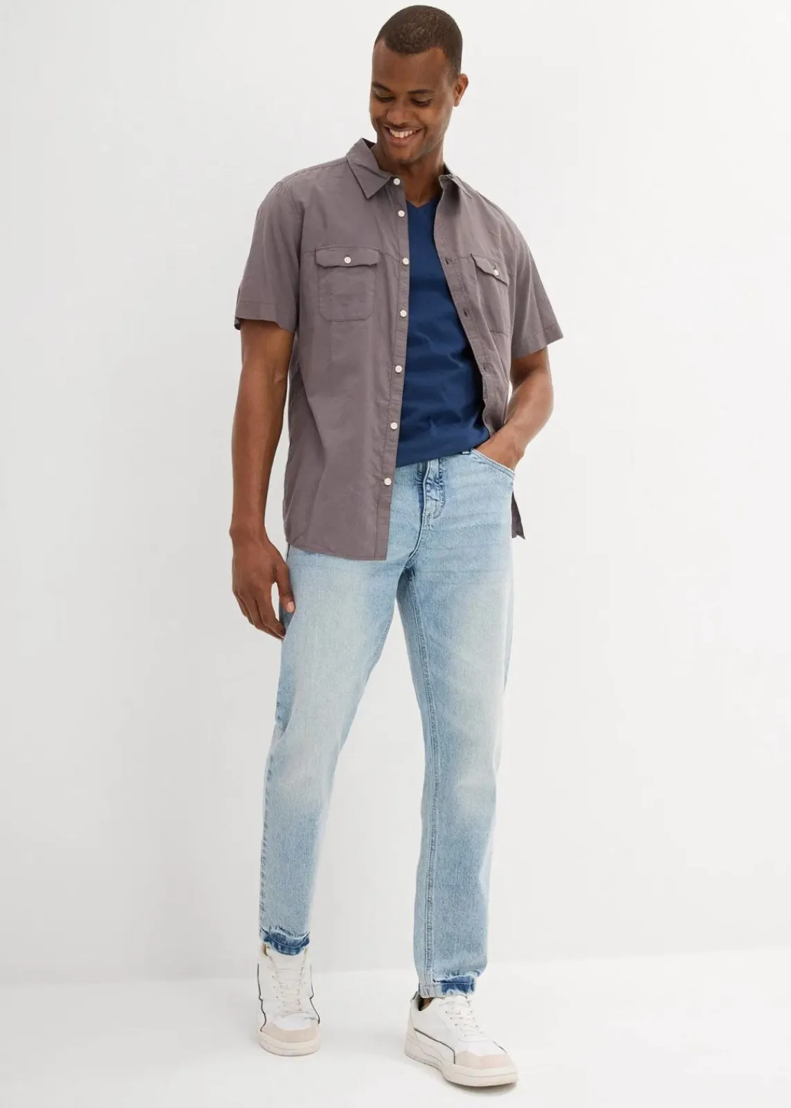 T-Shirt mit V-Ausschnitt aus reiner Bio-Baumwolle (2er Pack)|bonprix