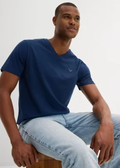 T-Shirt mit V-Ausschnitt aus reiner Bio-Baumwolle (2er Pack)|bonprix