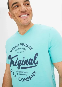 T-Shirt mit V-Ausschnitt aus reiner Baumwolle|bonprix Online