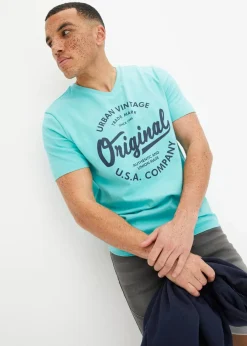 T-Shirt mit V-Ausschnitt aus reiner Baumwolle|bonprix Online