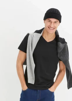 bonprix Shirts & Polos|Basics|T-Shirt mit V-Ausschnitt (3er Pack) schwarz+schwarz+schwarz