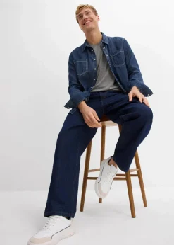 bonprix Shirts & Polos|Basics|T-Shirt mit V-Ausschnitt (3er Pack) nachtblau+rauchblau+grau meliert