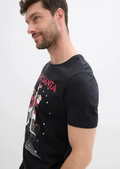 bonprix Shirts & Polos|Große Größen|T-Shirt mit Weihnachtsmotiv aus reiner Bio-Baumwolle schwarz